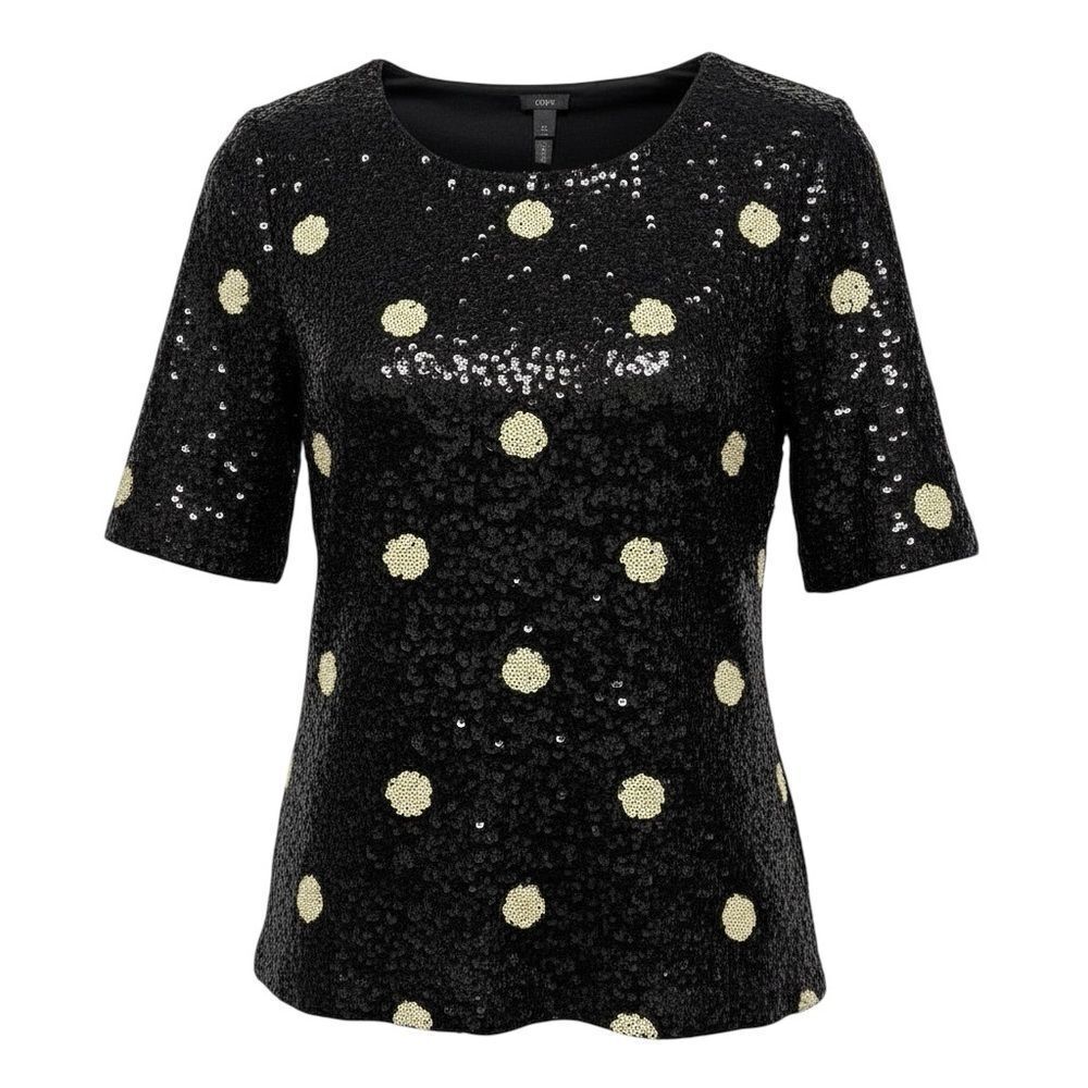 J. Crew Black and White Polka Dot Sequins Top